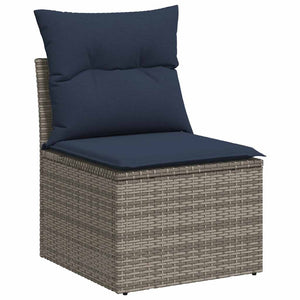 10-tlg. Garten Sofagarnitur Grau Poly Rattan