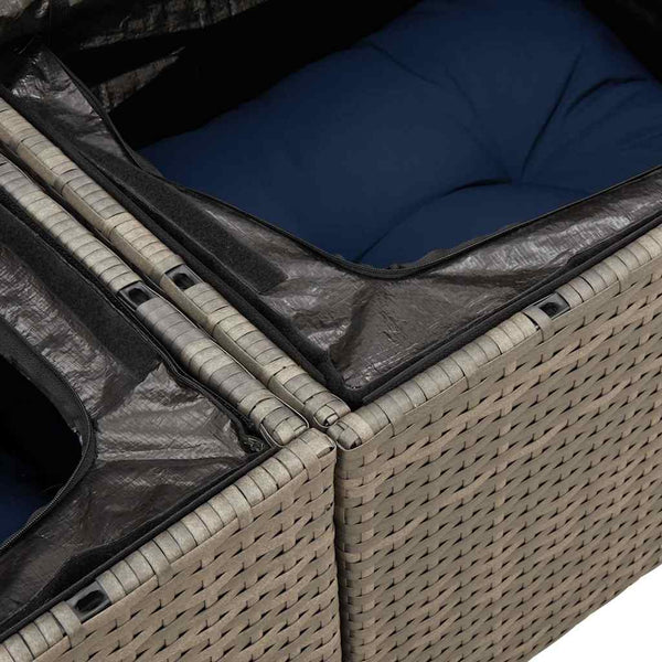10-tlg. Garten Sofagarnitur Grau Poly Rattan