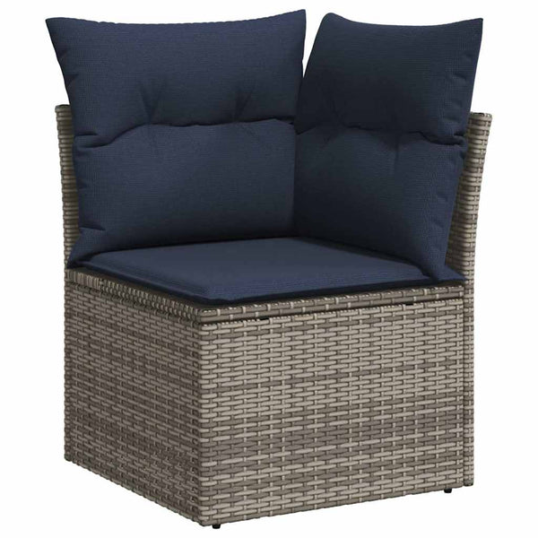 10-tlg. Garten Sofagarnitur Grau Poly Rattan