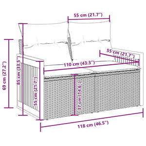 11-teilige Garten Sofagarnitur Schwarz Poly Rattan
