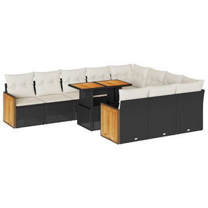 11-teilige Garten Sofagarnitur Schwarz Poly Rattan