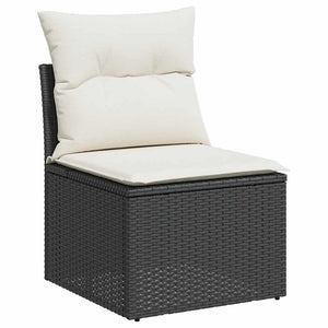 11-teilige Garten Sofagarnitur Schwarz Poly Rattan
