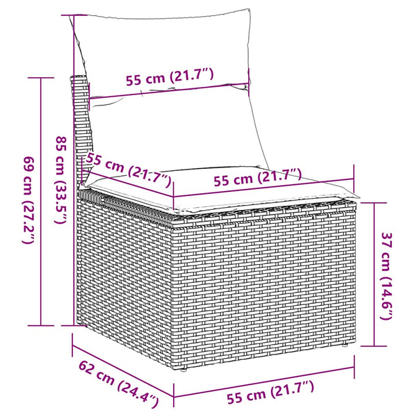 11-teilige Garten Sofagarnitur Schwarz Poly Rattan