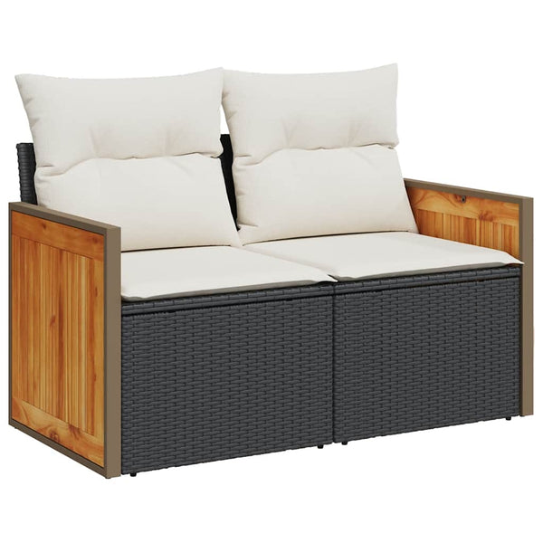 11-teilige Garten Sofagarnitur Schwarz Poly Rattan