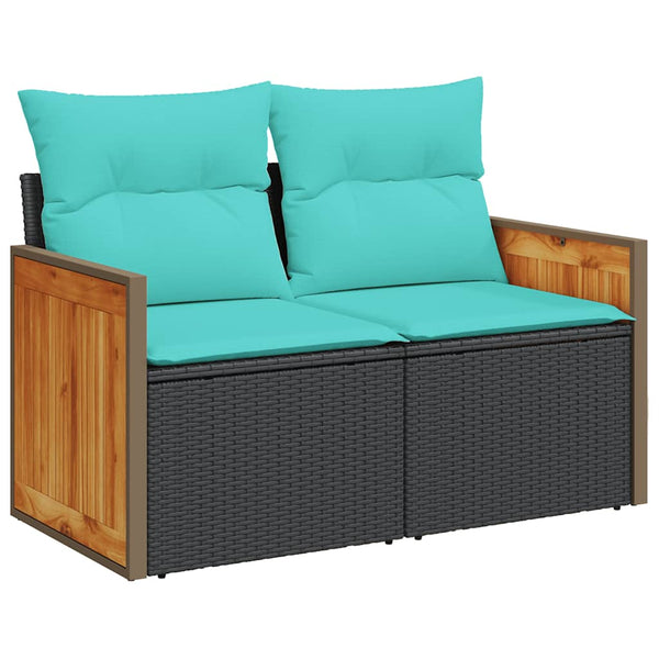 11-teilige Garten Sofagarnitur Schwarz Poly Rattan