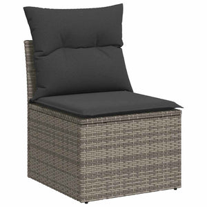 11-tlg. Garten Sofagarnitur Grau Poly Rattan