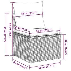 11-tlg. Garten Sofagarnitur Grau Poly Rattan