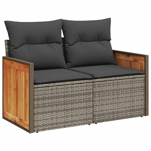 11-tlg. Garten Sofagarnitur Grau Poly Rattan