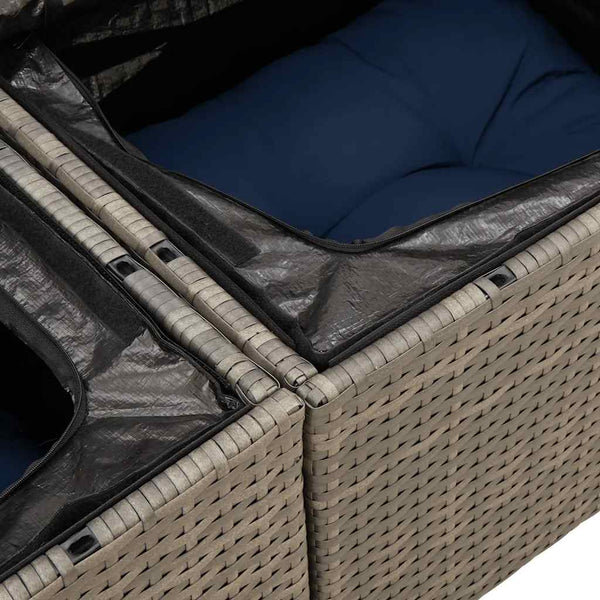 11-tlg. Garten Sofagarnitur Grau Poly Rattan