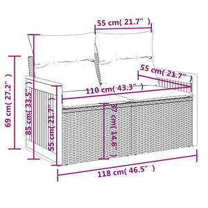 11-tlg. Garten Sofagarnitur Grau Poly Rattan