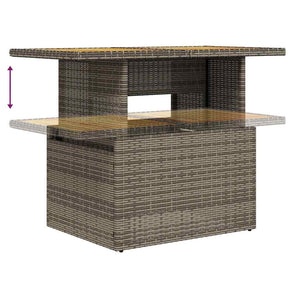 11-tlg. Garten Sofagarnitur Grau Poly Rattan