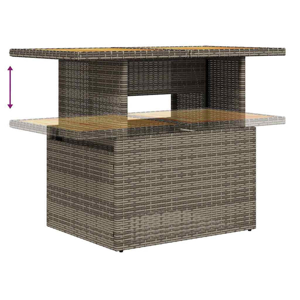 11-tlg. Garten Sofagarnitur Grau Poly Rattan