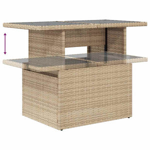 7-teilige Garten Sofagarnitur Beige Poly Rattan