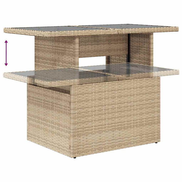 7-teilige Garten Sofagarnitur Beige Poly Rattan