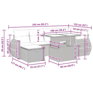 7-teilige Garten Sofagarnitur Beige Poly Rattan