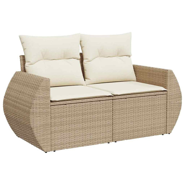 7-teilige Garten Sofagarnitur Beige Poly Rattan
