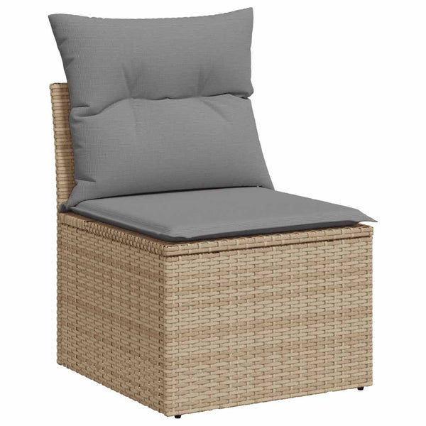 7-teilige Garten Sofagarnitur Beige Poly Rattan