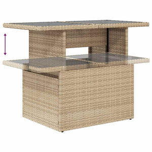 7-teilige Garten Sofagarnitur Beige Poly Rattan
