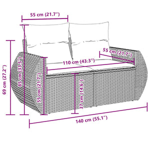 7-teilige Garten Sofagarnitur Beige Poly Rattan