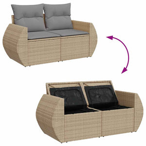 7-teilige Garten Sofagarnitur Beige Poly Rattan