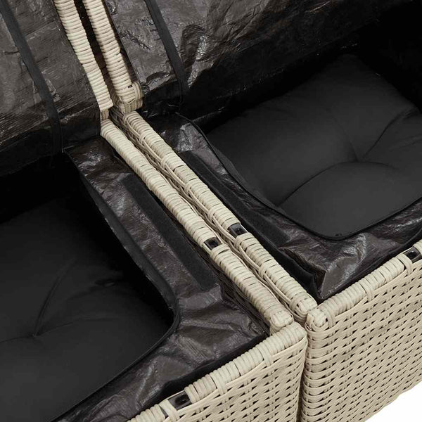 7-tlg. Garten Sofagarnitur Hellgrau Poly Rattan