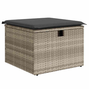 7-tlg. Garten Sofagarnitur Hellgrau Poly Rattan