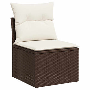 vidaXL Salon de jardin 7 pcs avec coussins résine tressée marron