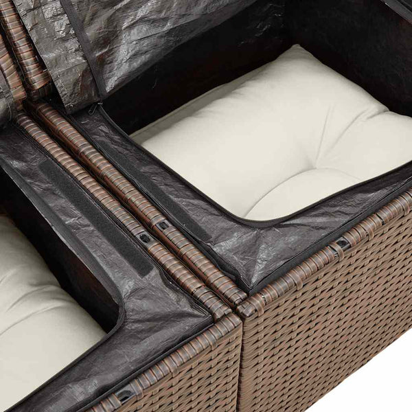 vidaXL Salon de jardin 7 pcs avec coussins résine tressée marron