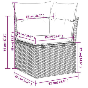 vidaXL Salon de jardin 7 pcs avec coussins résine tressée marron