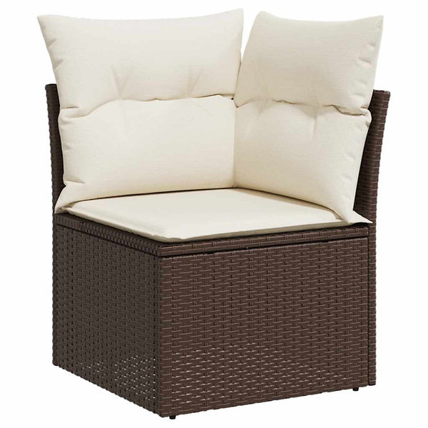 vidaXL Salon de jardin 7 pcs avec coussins résine tressée marron