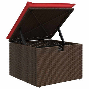 vidaXL Salon de jardin 7 pcs avec coussins résine tressée marron