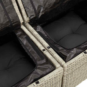 6-tlg. Garten Sofagarnitur Hellgrau Poly Rattan