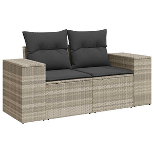 6-tlg. Garten Sofagarnitur Hellgrau Poly Rattan