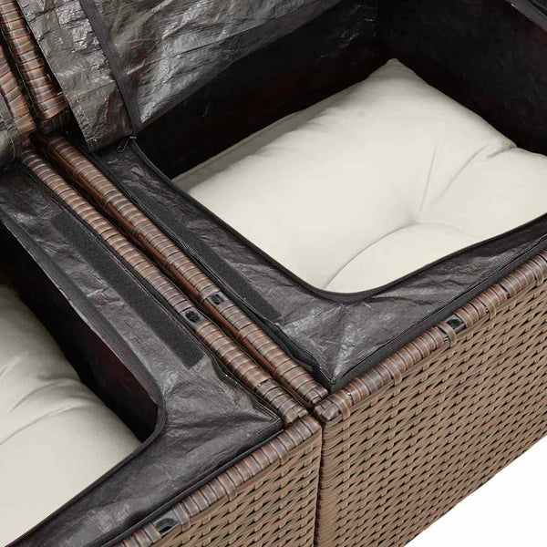 vidaXL Salon de jardin 6 pcs avec coussins résine tressée marron