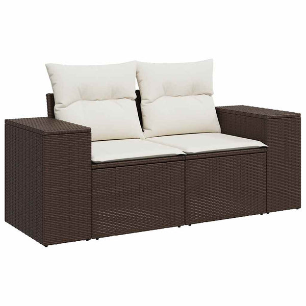 vidaXL Salon de jardin 6 pcs avec coussins résine tressée marron