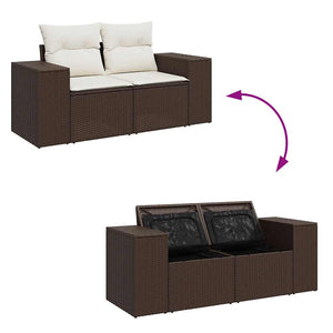 vidaXL Salon de jardin 6 pcs avec coussins résine tressée marron