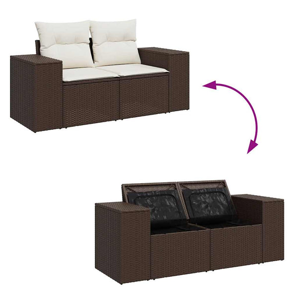 vidaXL Salon de jardin 6 pcs avec coussins résine tressée marron