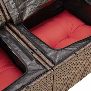 vidaXL Salon de jardin 6 pcs avec coussins résine tressée marron