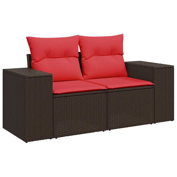 vidaXL Salon de jardin 6 pcs avec coussins résine tressée marron