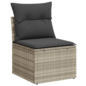 8-tlg. Garten Sofagarnitur Hellgrau Poly Rattan