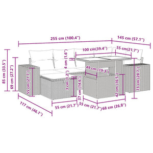 8-tlg. Garten Sofagarnitur Hellgrau Poly Rattan