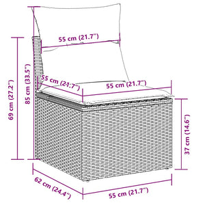 8-tlg. Garten Sofagarnitur Hellgrau Poly Rattan