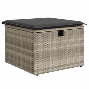 8-tlg. Garten Sofagarnitur Hellgrau Poly Rattan