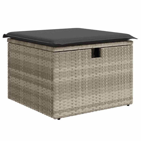 8-tlg. Garten Sofagarnitur Hellgrau Poly Rattan