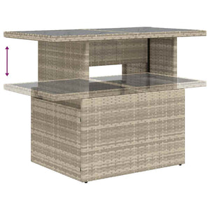 8-tlg. Garten Sofagarnitur Hellgrau Poly Rattan
