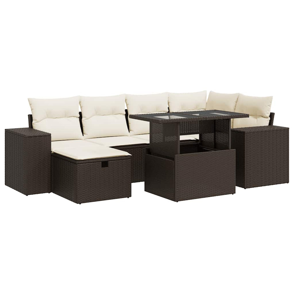 vidaXL Salon de jardin 8 pcs avec coussins Marron Résine tressée