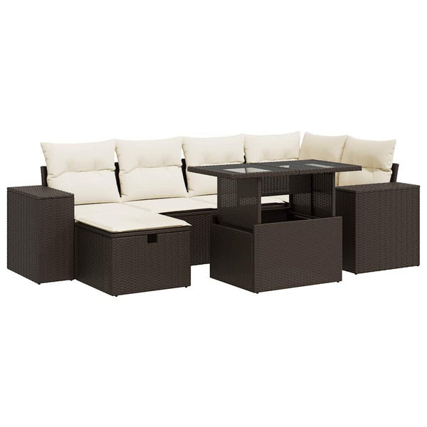 vidaXL Salon de jardin 8 pcs avec coussins Marron Résine tressée