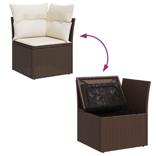vidaXL Salon de jardin 8 pcs avec coussins Marron Résine tressée