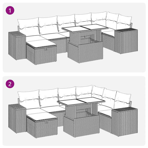 5-tlg. Garten Sofagarnitur Hellgrau Poly Rattan