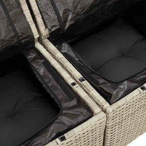5-tlg. Garten Sofagarnitur Hellgrau Poly Rattan